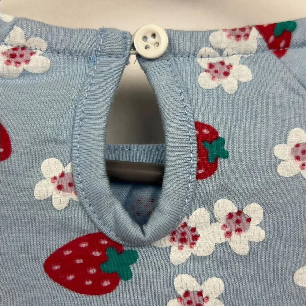 Lilly and Sid red pink blue strawberry and stripes print organic cotton dress